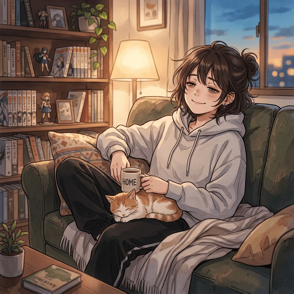 Tired but content woman