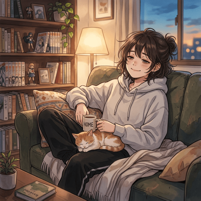 Tired but content woman